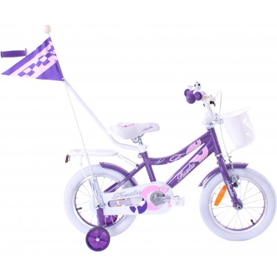 Detský bicykel 14" Fuzlu Thor Girl fialovo-biely-lesklý